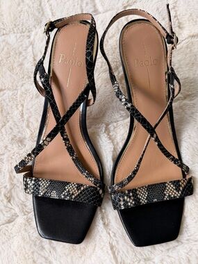 Paolo Leather Strappy Heels Sandals – Size 9 – Gorgeous Snake Print Detail 🌸